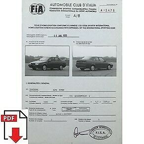 1993 Alfa Romeo 155 Quadrifoglio 4 FIA homologation form PDF download